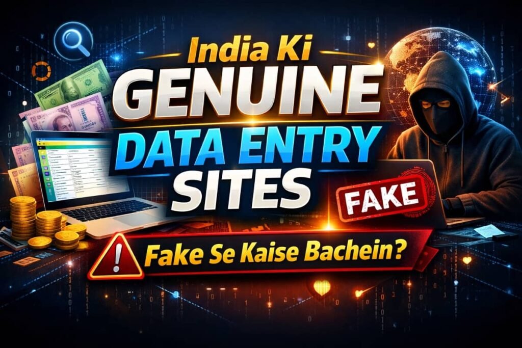 Man working on a laptop finding data entry work genuine site india on trusted platforms like Upwork and Fiverr.